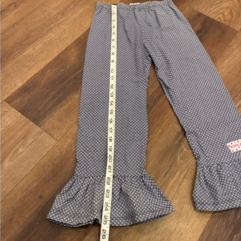 Ruffle Girl Blue White Ruffle Pants Bottoms Flare Wide Size 7 Girl - Picture 5 of 10